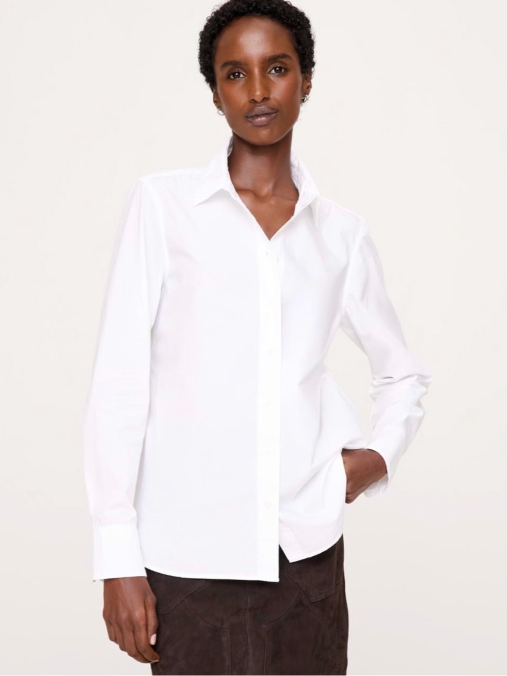 Banana Republic white cotton poplin button-down, Size S